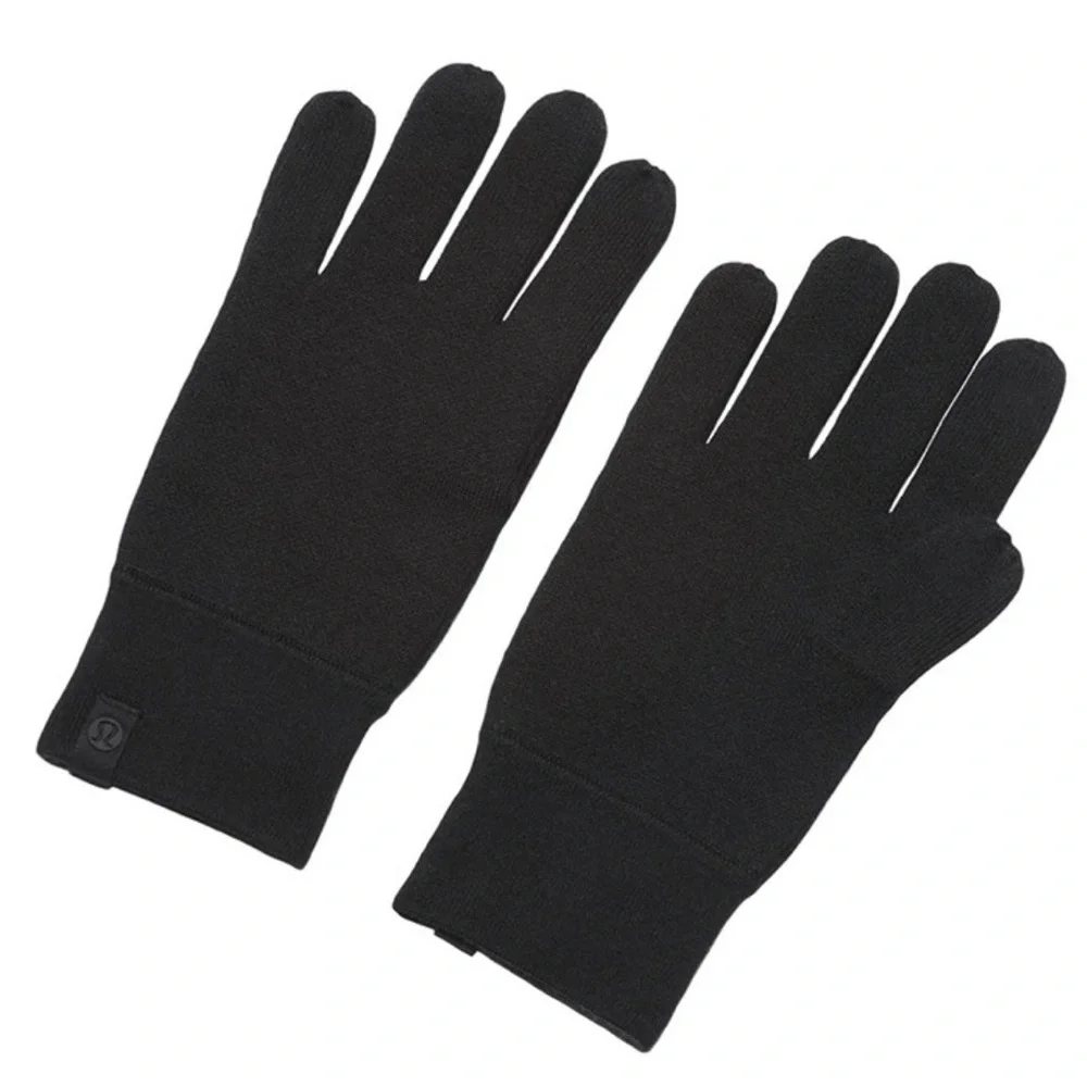 Lululemon Warm Revelation Gloves Black XL Merino Wool Blend